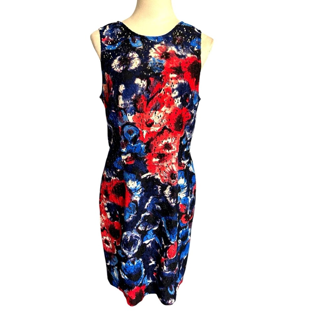 Inc International Concept Floral Lace Sleeveless Sheath Key Hole Dress 12